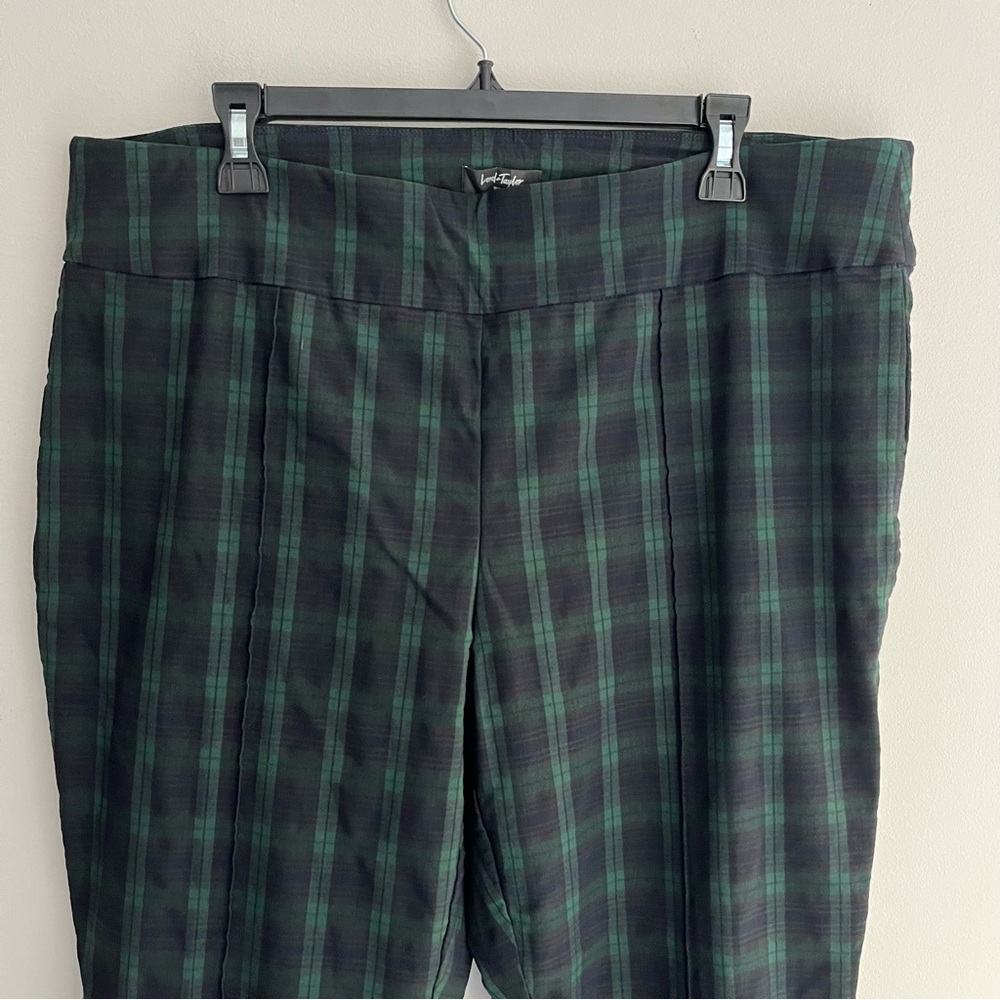 Lord & Taylor Dark Green Plaid Kelly Pull On Pants 20W